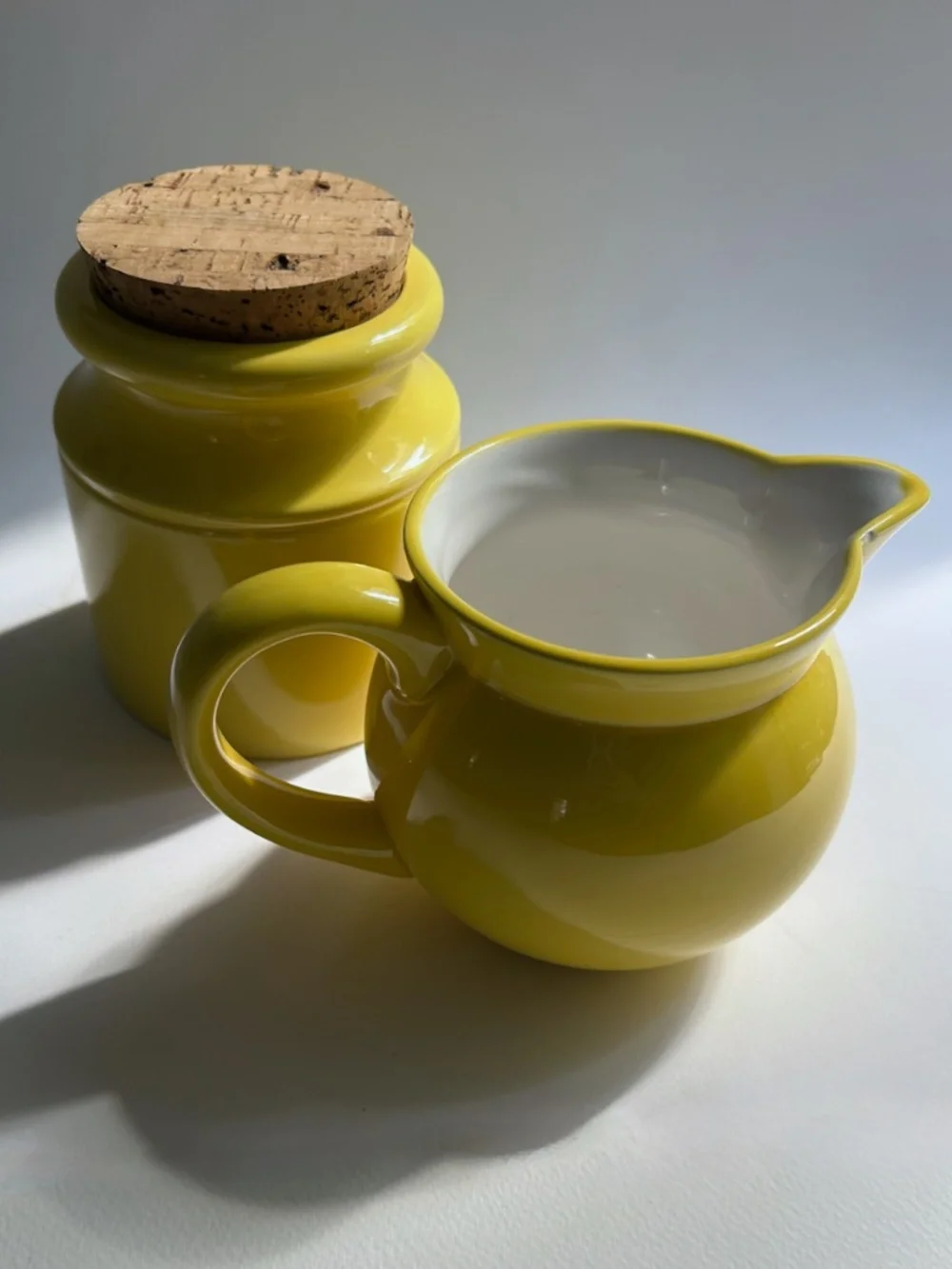 Savoir Vivre Yellow Ceramic Sugar & Creamer Set, 1980's